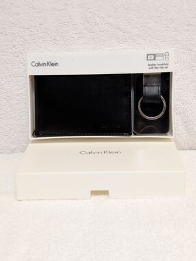 Calvin Klein Black Leather Bookfold Wallet